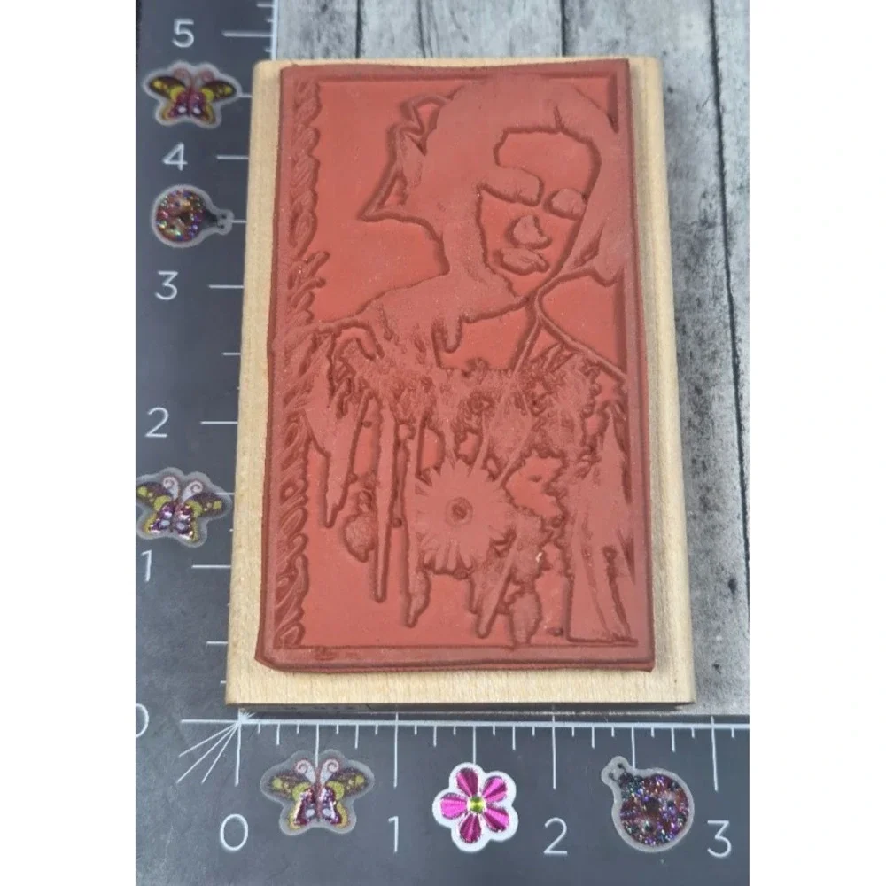 Paper Bag Studios Emily PBS109H Girl Woman Bow Rubber Stamp Wood #Q5